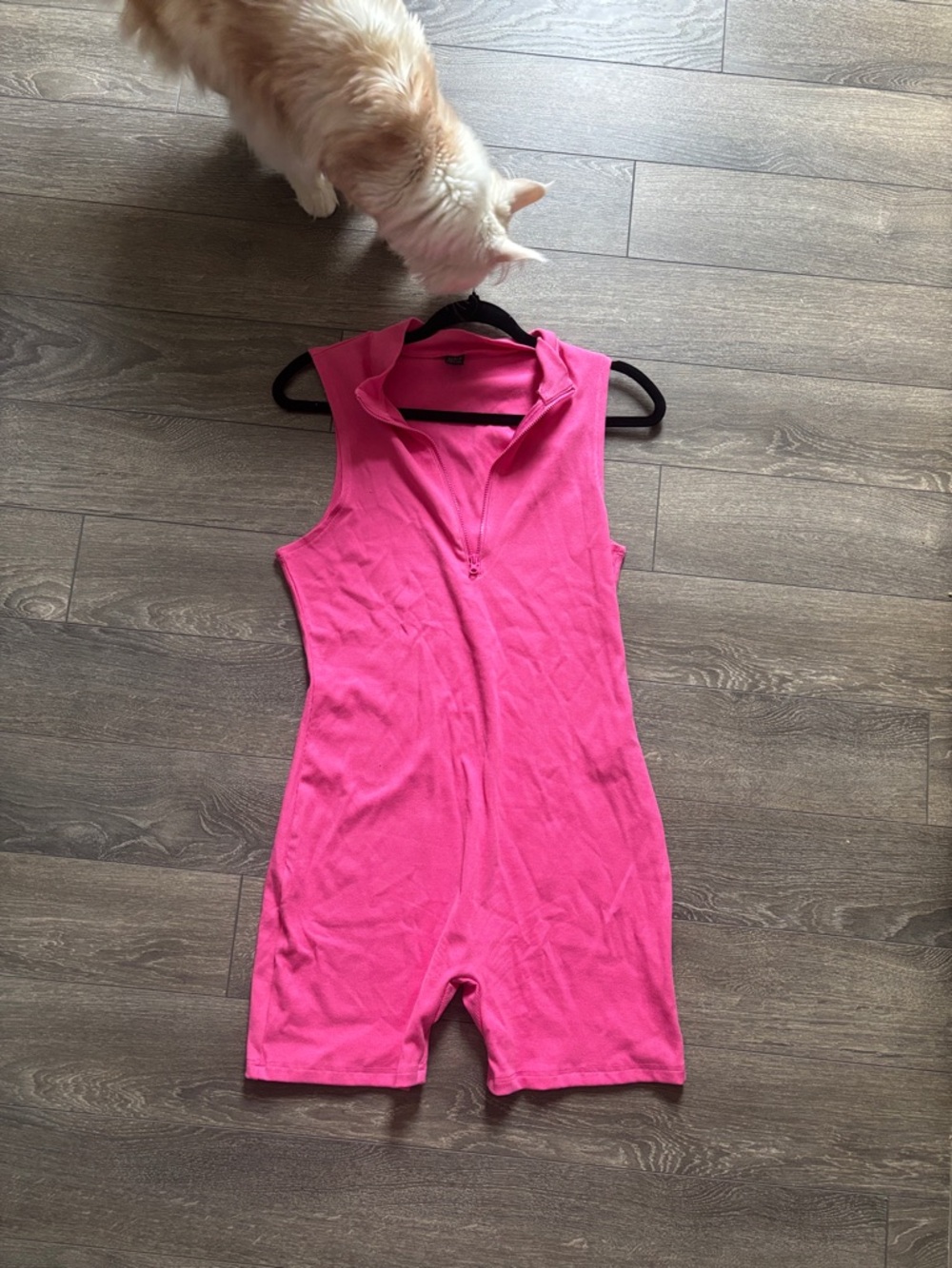 Sleeveless Pink Zip-Front Romper